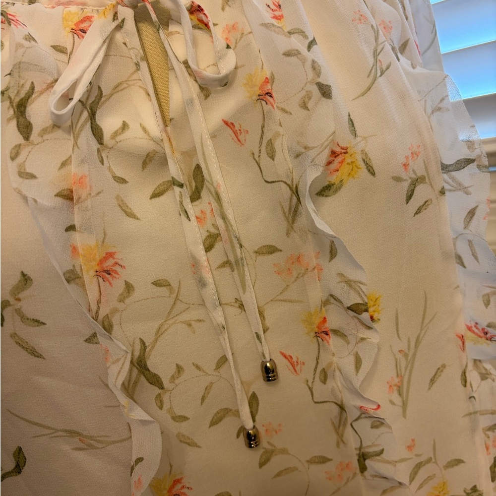 💥 WHBM Floral Chiffon Blouse BEAUTIFUL - Picture 8 of 10